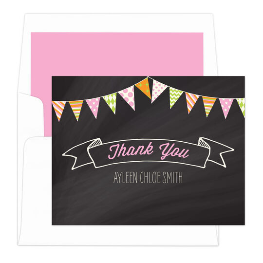 Chalkboard Banner Thank You Folded Note Cards